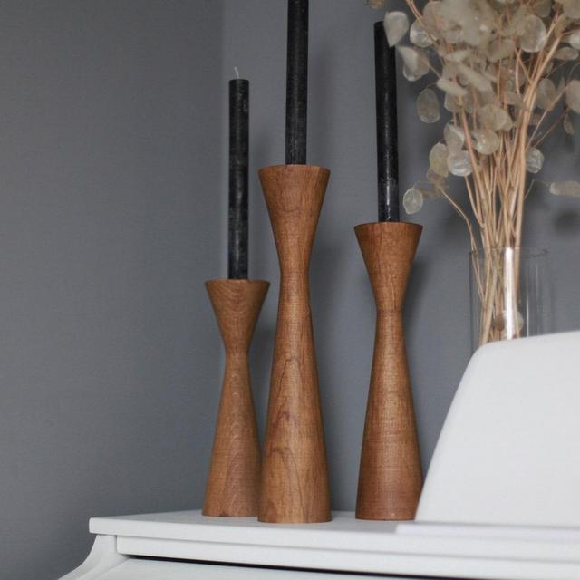 wooden set of 3 candlesticks Scandinavian...