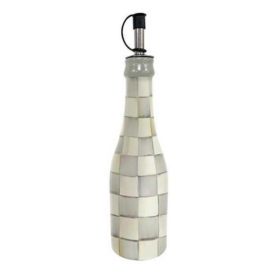 MACKENZIE-CHILDS Farmhouse Oil Cruet, Ceramic Oil-Dispenser Bottle, Gray-and-White Sterling Check