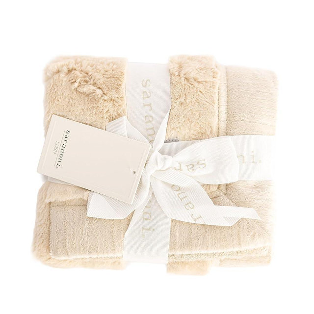 SARANONI Oversized Luxury Blanket | Breathable Super Soft, Lush, Plush Comfy Blankets for Adults | Ivory - X-Large 60” x 80”