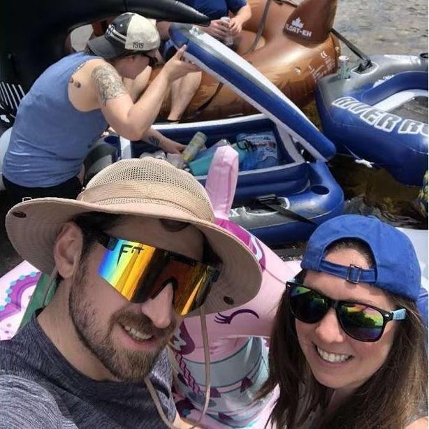 Getting our tube flotilla ready for a day on the Sacco river- a wilder ride than expected!