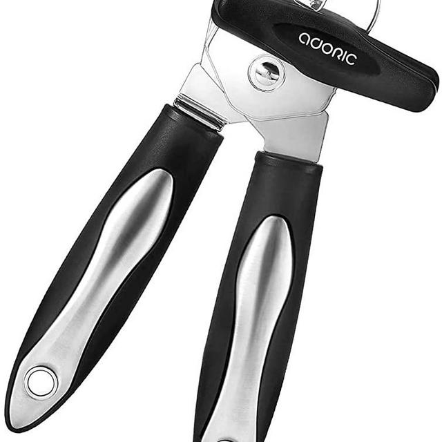 Manual Can Opener, 3-in-1 Stainless Steel Professional Can Opener, Food Safety, Smooth Edge, Ultra Sharp Cutting, Bottle Can Openers Perfect for Seniors with Arthritis