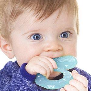 Nuby Silicone Teethe-eez Teether with Bristles, Includes Hygienic Case, Aqua