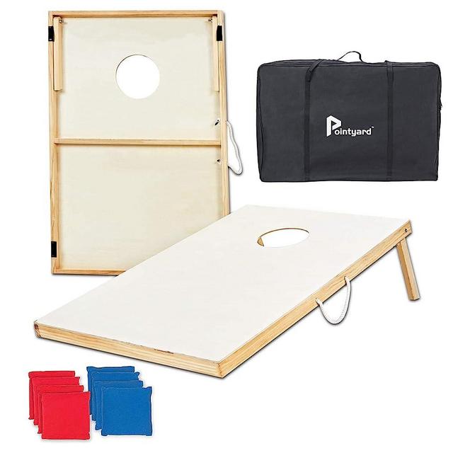 Pointyard Outdoor Cornhole Set, Regulation Cornhole Outdoor Games Set with 8 All-Weather Cornhole Bean Bags and Carrying Case - Portable Backyard Cornhole Board Game for Teens Adults Family
