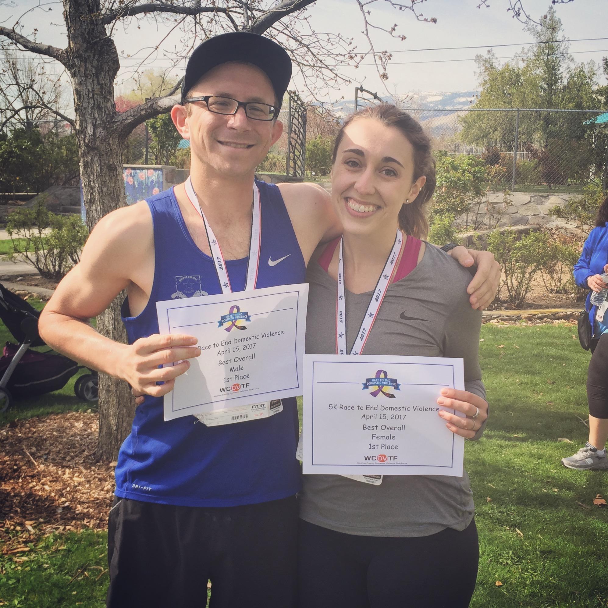 We both placed first in this 5k race the morning we decided to stay in Reno, together, instead of heading off to PhD programs apart. As Rob said that morning, love wins!
April 2017