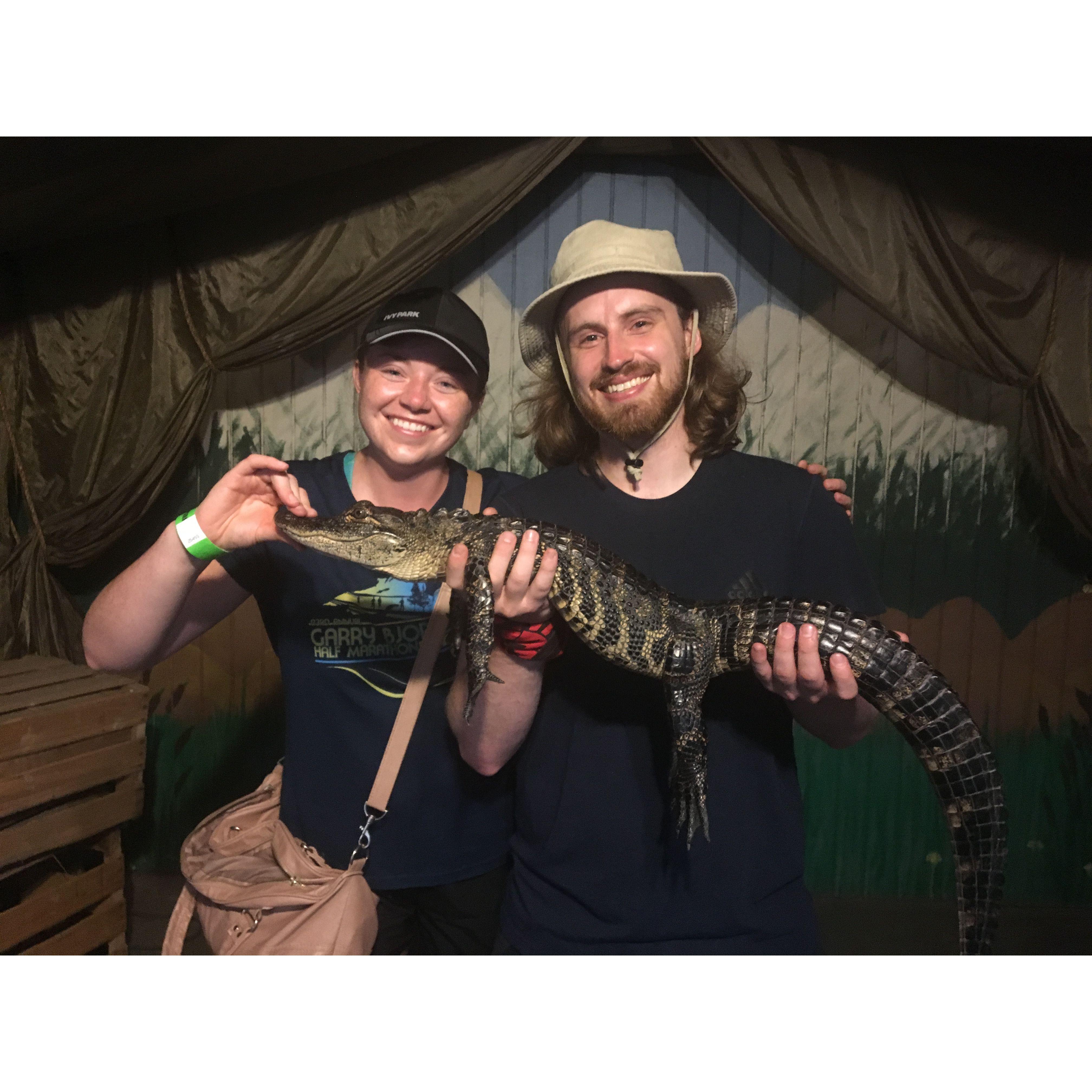 We love exploring and finding new adventures, like stumbling on an alligator sanctuary in remote Colorado. Our life together has been full of spontaneity, fun, and unique memories.