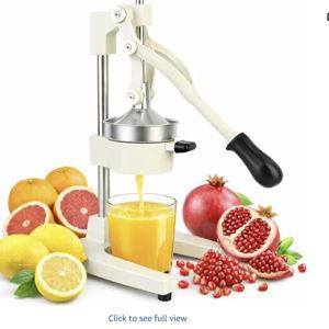 Cast Iron Juicer, Cast Iron Juicer Hand Press Heavy Duty, Peel-Free Juicing, Professional Lemon Orange Pomegranate Squeezer, Effortless, Stable, Easy Clean for Home, Bar, Commercial Use(White)