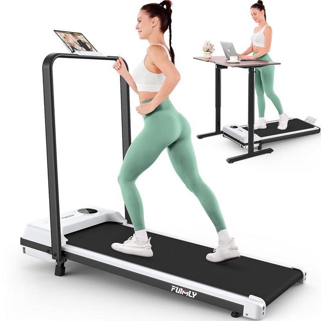 FUNMILY Upgrade Walking Pad Folding Treadmill with 12%/15% & Handle Bar, 3.5HP Foldable Under Desk Compact Treadmills for Home/Office/Gym, 400+lb Capacity, Shock Absorption