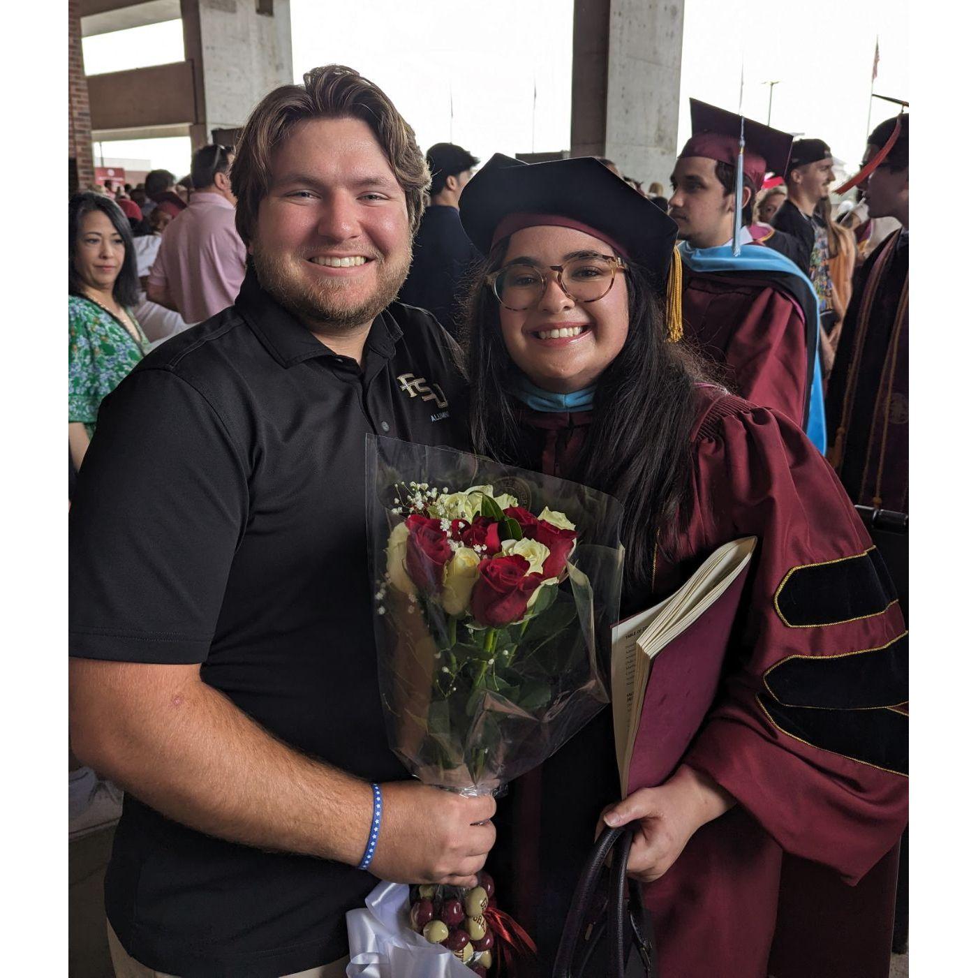 Claudia graduates FSU with her Master's of Science & Education Specialist degrees in Clinical Mental Health Counseling :) May 2024
