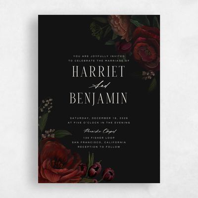 Black Wedding Invitation - Malina Classic