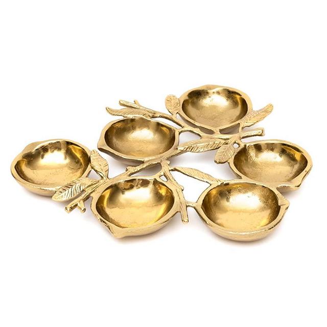 Cluster Decorative Bowls, Bright Gold Lemons, Brass - Decoration, Snack Tray Bowl, Chip and Dip by Gute Strong Brass Beautiful Room Accent, Perfect for Entertaining, Parties, Home & Wedding Gifts 12"