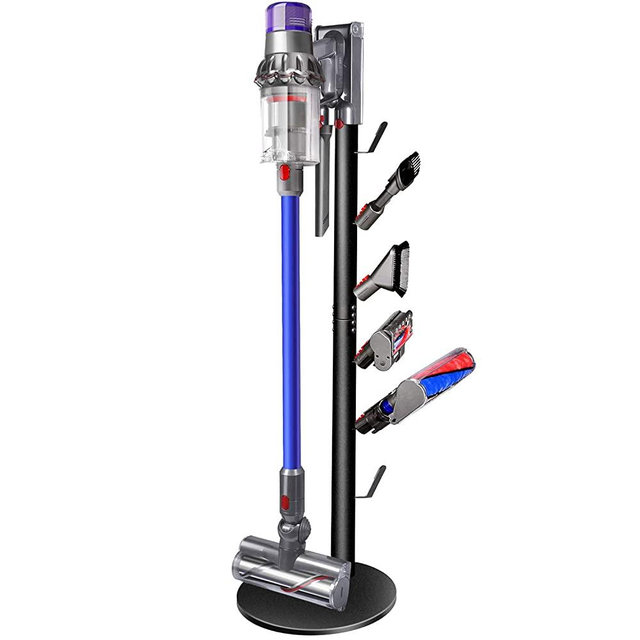 XIGOO Storage Stand Holder Compatible with Dyson V11 V10 V8 V7 V6 Cordless Vacuum Cleaners and Accessary, Floor Docking Station Metal Organizer Bracket with 6 Hooks,Black