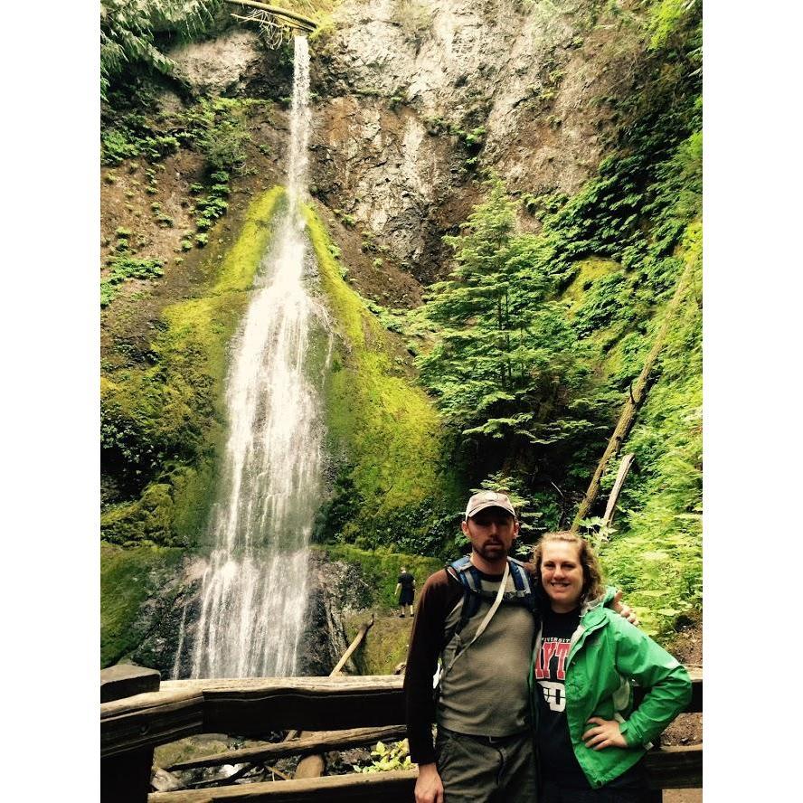 At a waterfall in Washington.