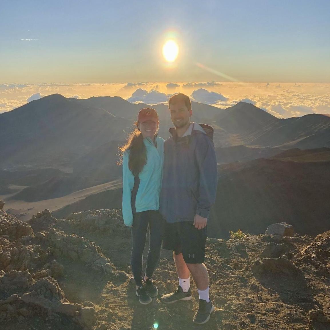 An unforgettable sunrise on top of Haleakalā in Hawaii! Cameron admits this is where he would have proposed, but he knew having family there was important to Maggie!