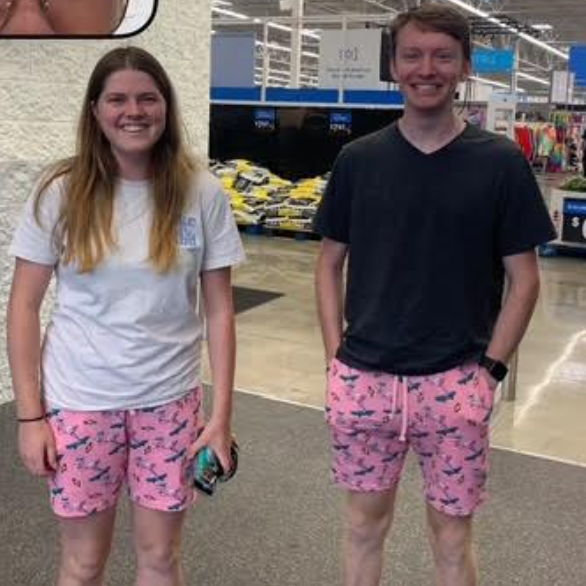 In July of 2023, we visited Walmarts 12 days in a row (the most exciting thing to do in Indiana during the summer...). At one of the Walmarts, we picked up matching flamingo shorts.