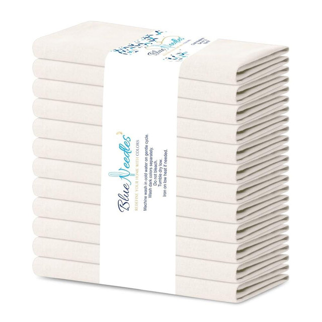Blue Needles Solid Cloth Napkins Set of 12 Cream 100% Cotton Dinner Napkins 18x18 inches - Soft, Reusable, Absorbent & Washable Linen, Ideal for Spring Summer Easter Events Parties & Everyday Use