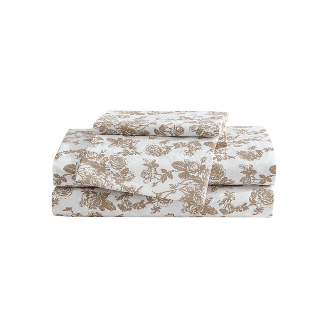 Betsey Johnson Garden Toile Brown Queen Sheet Set