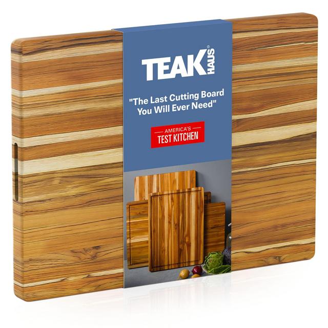 Teakhaus Wooden Cutting Board - Large Wooden Rectangle Carving Board With Hand Grip (24 x 18 x 1.5 Inch) - Sustainably Sourced by Teakhaus