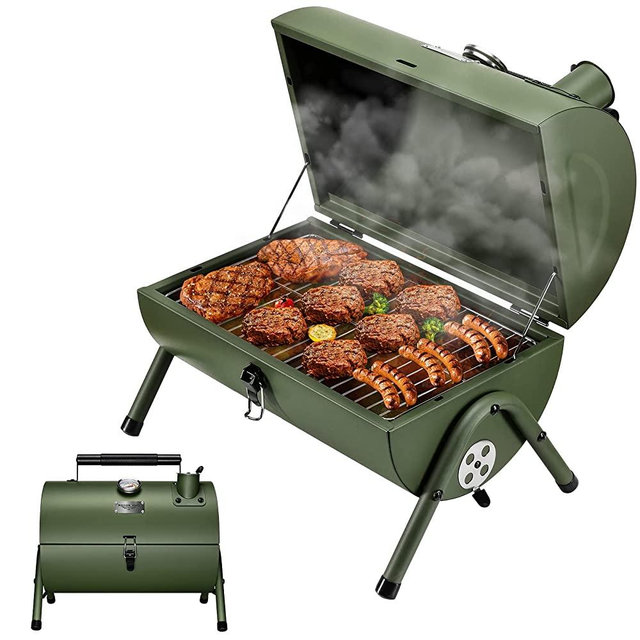 MAISON HUIS Portable Charcoal Grill Mini Small BBQ Smoker Grill for Outdoor Cooking Camping and Picnic Green