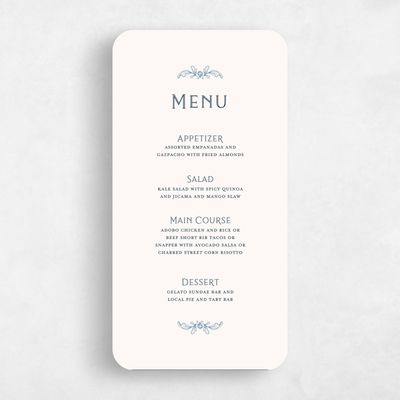 Blue Rounded Wedding Menu - Delphi
