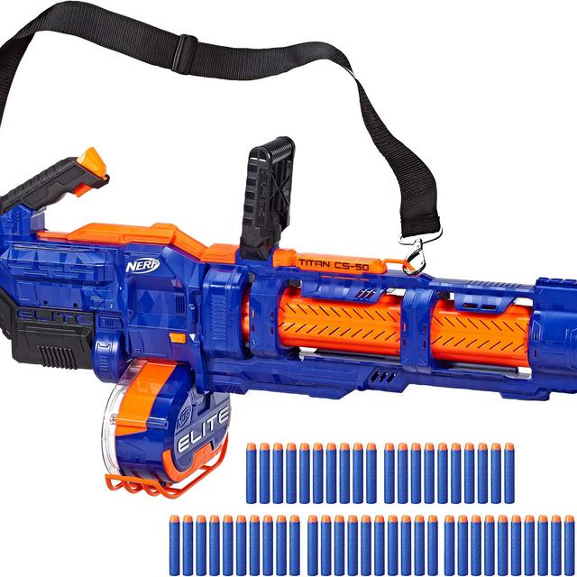 NERF Elite Titan CS-50 Toy Blaster -- Fully Motorized, 50-Dart Drum, 50 Official Elite Darts, Spinning Barrel -- for Kids, Teens, Adults