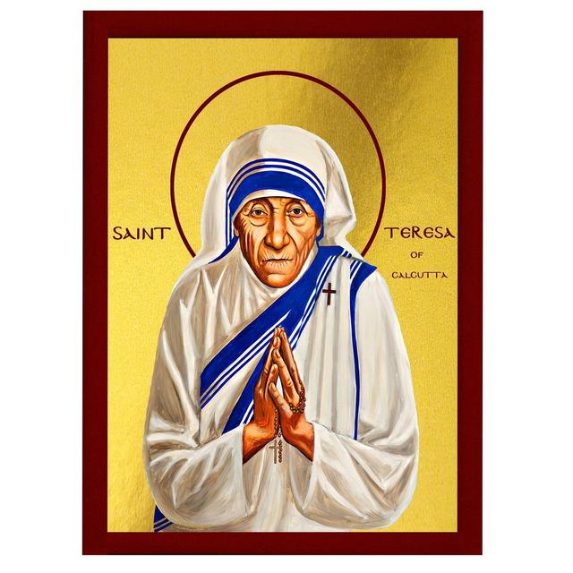 Saint Teresa icon, Handmade Greek Orthodox icon of St Teresa of Calcutta Catholic art, Mother Teresa wall hanging religious gift ideas