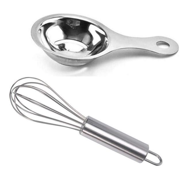 Aniso mini stainless steel whisk and Egg Yolk White Separator is Kitchen Gadgets Baking Tool (6-inch eggbeater and 5.1-inch egg white separator)