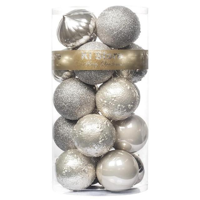 KI Store Cream Christmas Balls 20pcs 3.15-Inch Christmas Tree Decoration Ornaments for Xmas Tree Holiday Wreath Garland Decor Ornaments Hooks Included