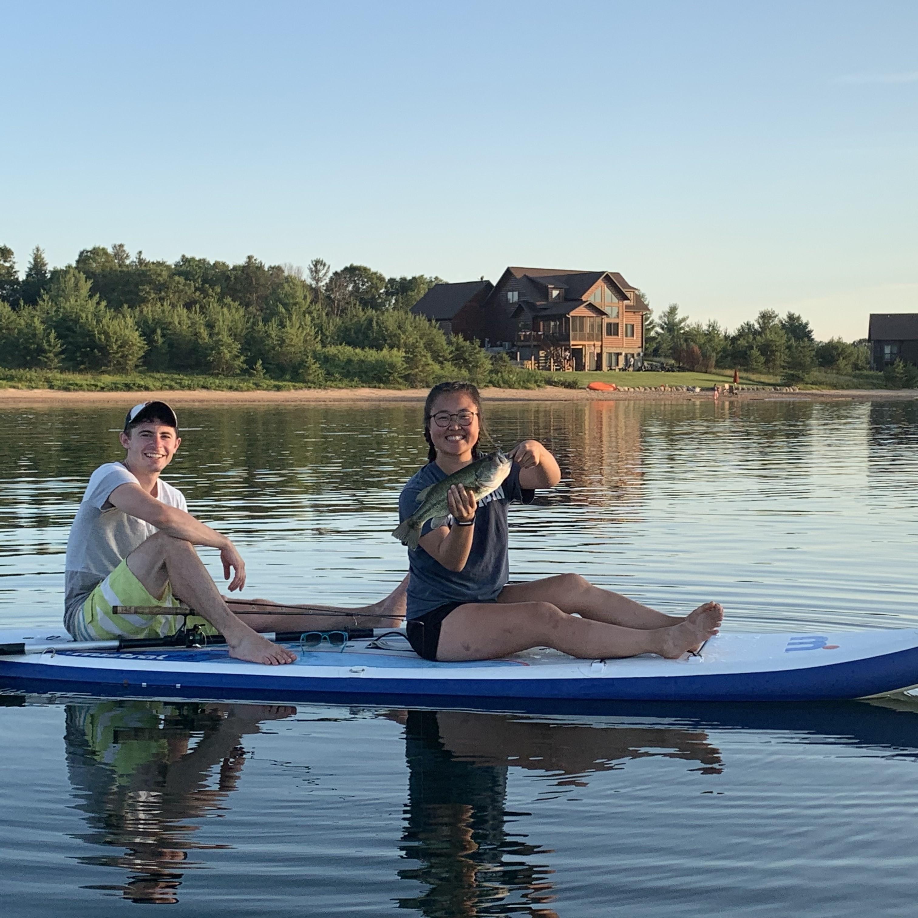 Paddleboard fishing in Wisconsin