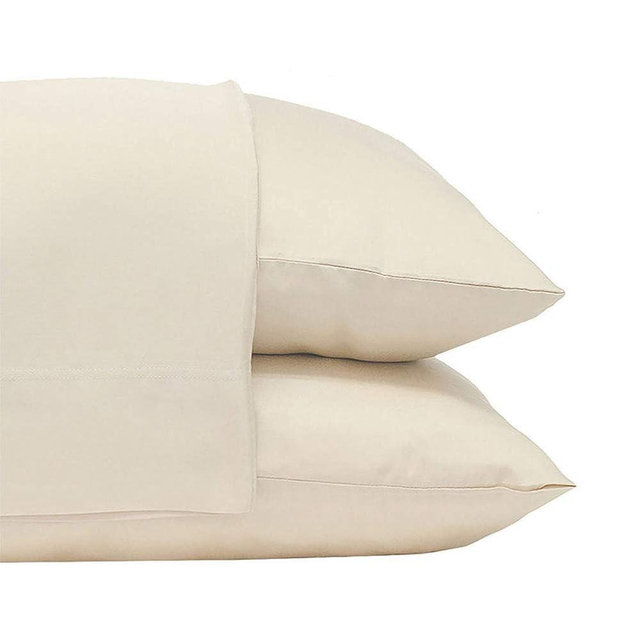 Cariloha Classic 2-Piece Twill Pillowcase Set | Ivory | Standard | Viscose Material | Allergy Resistant, Naturally Thermal-Regulating, and Extra Soft