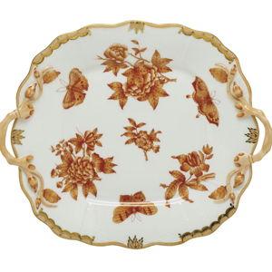 Herend Fortuna Rust Square Cake Plate with Handles
