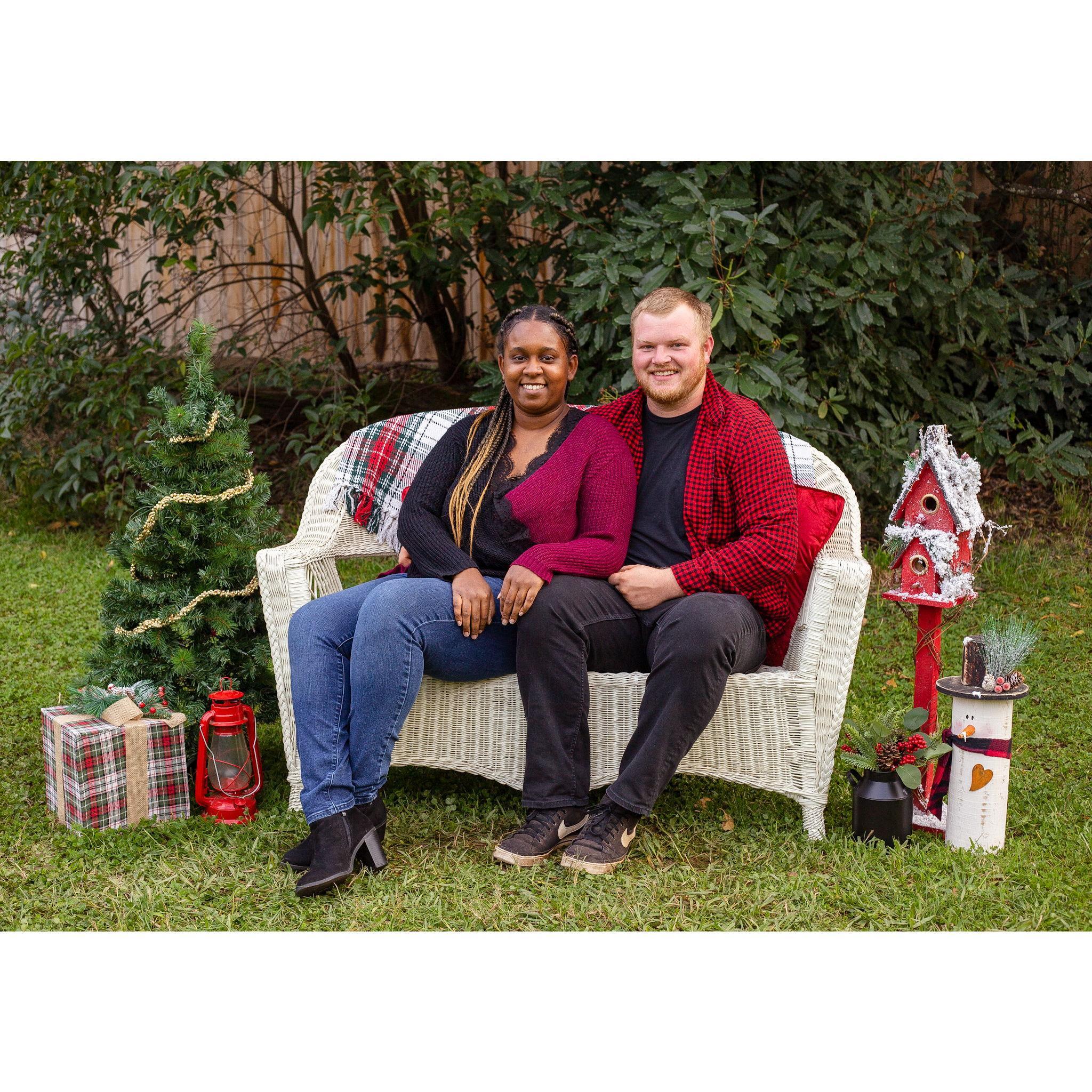 One of the photos from our Christmas card in 2022 and our first holiday season together. The shoot courtesy of our close friend Kady Sykes.