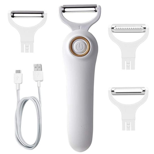 Electric Potato Peeler, Handheld Electric Vegetables and Fruit Peeler 3-in-1 Pro Set, USB Rechargeable Kitchen Gadgets for Apples, Potato, Carrots, Cucumber