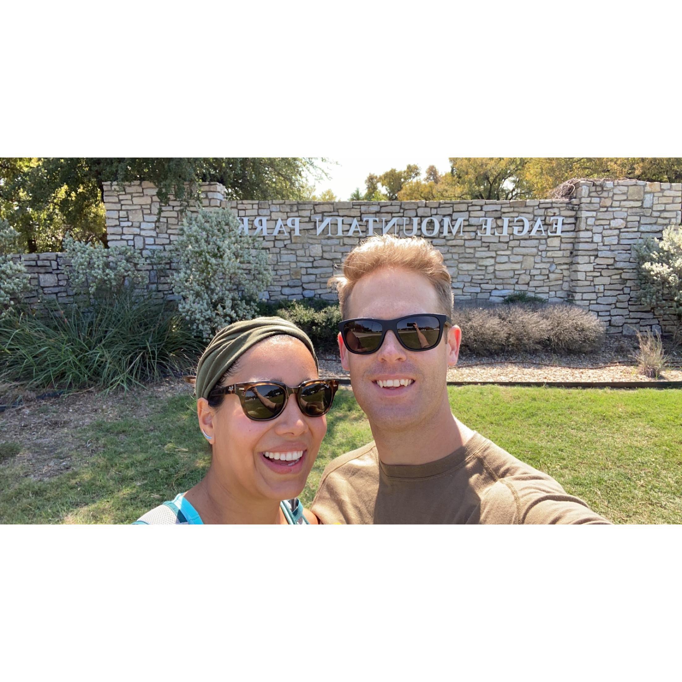 When we first moved to Texas! Hiking around Eagle Mountain Park.