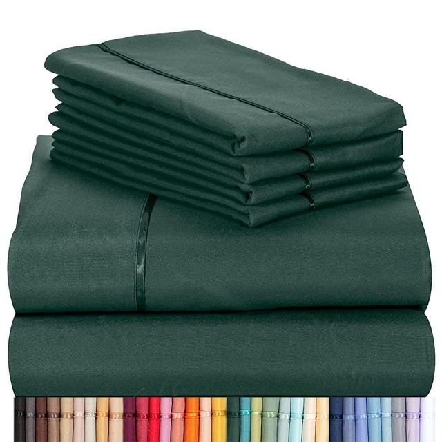 LuxClub 6 PC Sheet Set Bamboo Sheets Deep Pockets 18" Eco Friendly Wrinkle Free Sheets Machine Washable Hotel Bedding Silky Soft - Emerald Full