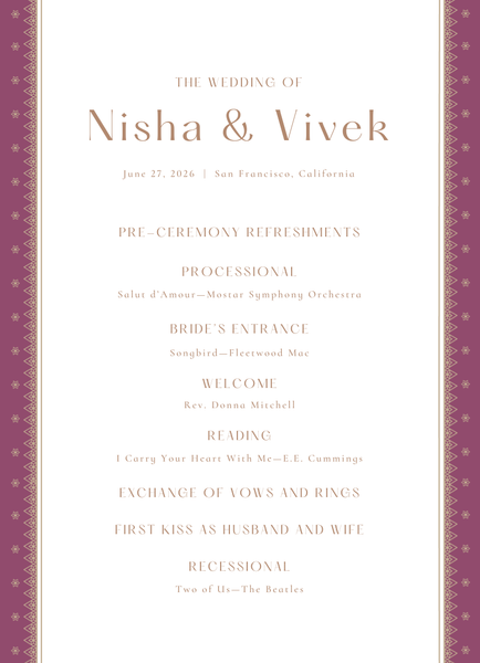 Pyaar | Deep Magenta | Zola Wedding Programs