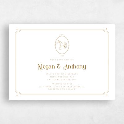 Gold, White Wedding Invitation - Brisbee Landscape