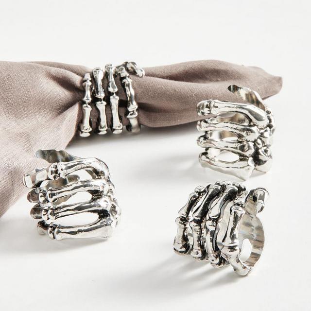 Skeleton Hand Napkin Rings, Set of 4