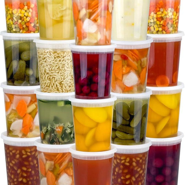 Dipoo 40 Sets (80-Piece) Deli Containers with Lids 32 oz, Leak-Proof & BPA Free Airtight Takeout Plastic Food Storage Containers for Soup, Freezer/Microwave/Dishwasher Safe