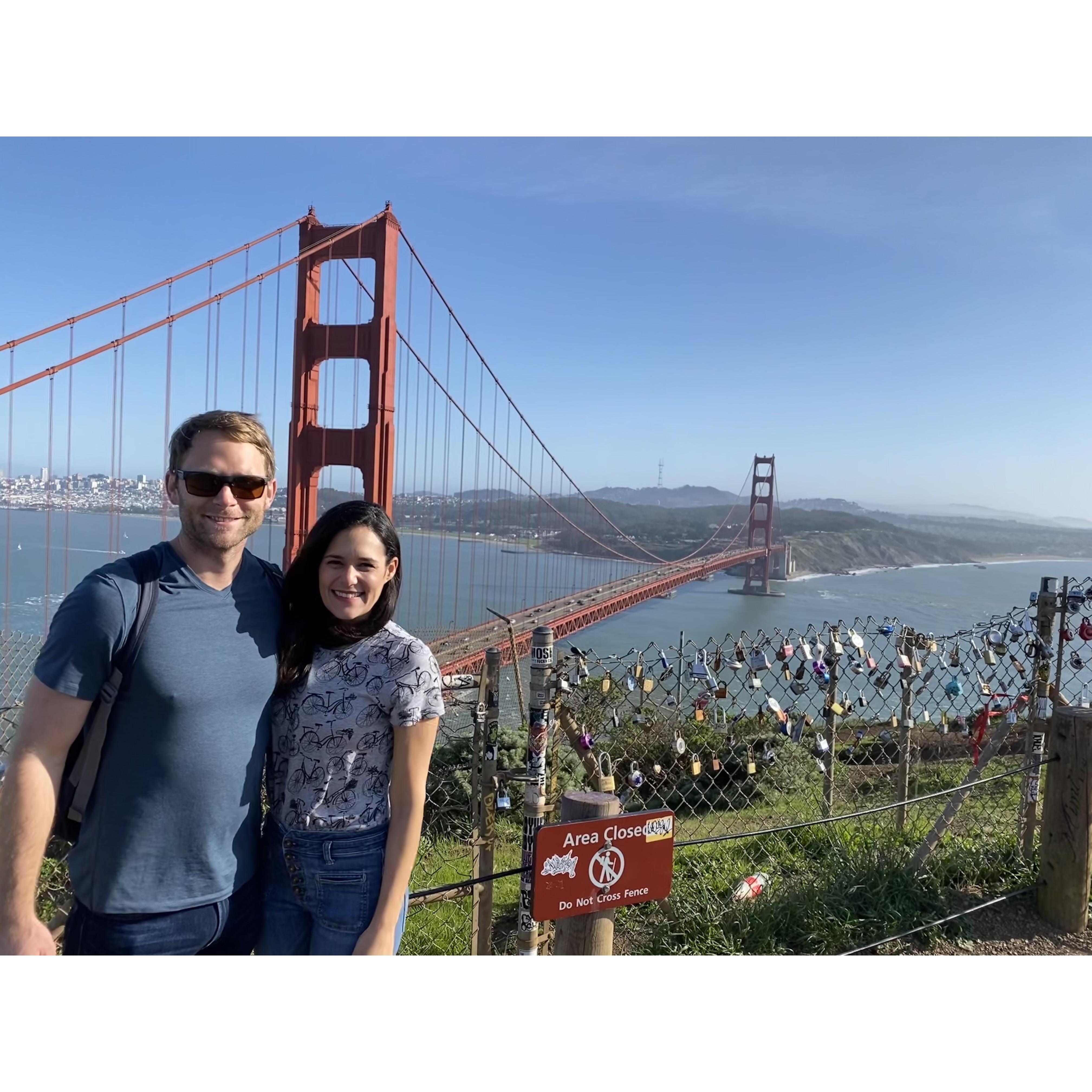 We got to know each other by choosing a different place to explore each weekend! This was taken BEFORE the 7 HOUR bike ride along Marin headland's coast... =)