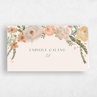 Linen, Beige Wedding Place Card - Miele