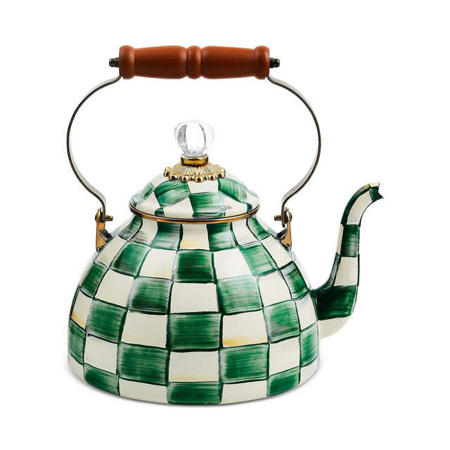 MacKenzie-Childs Emerald Check 3-Quart Tea Kettle