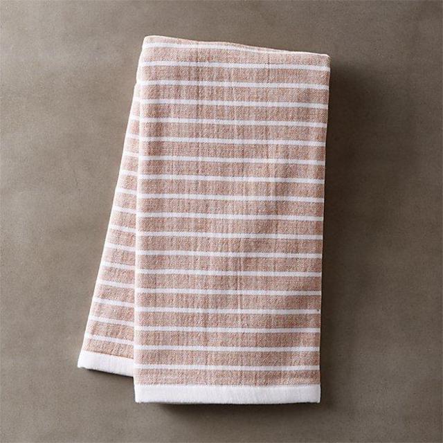 Copper and White Pinstripe Terry Dishtowel