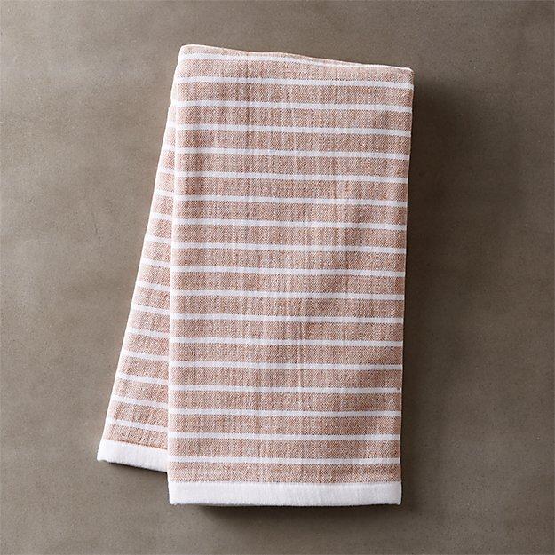 Copper and White Pinstripe Terry Dishtowel