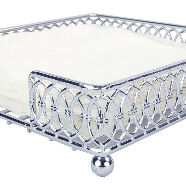 Home Basics Infinity Collection Flat Napkin Holder, Silver Chrome