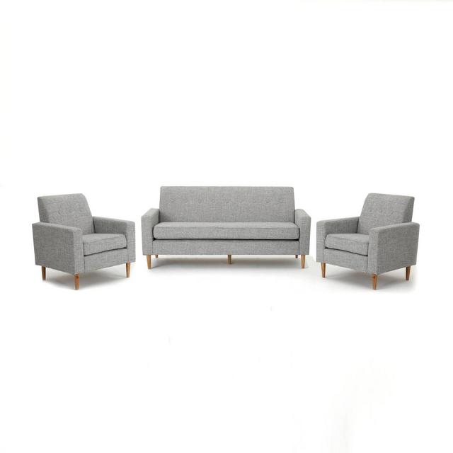 3pc Sawyer Mid Century Modern Sofa and Chair Set Light Gray - Christopher Knight Home
