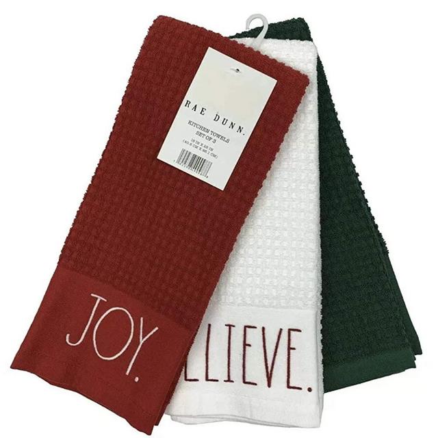 Rae Dunn GRATEFUL. BLESSED. set of 3 Kitchen Towels