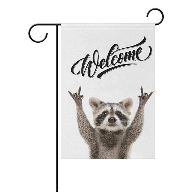 Tarity Funny Animals Raccoon Fall Autumn Garden Flag Double Sided 12x18 Inch Yard Flag Festival Polyester Decorative Home Farmhouse Patio Outdoor Flags