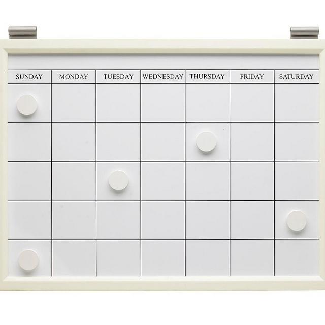 Magnetic Whiteboard Calendar, White