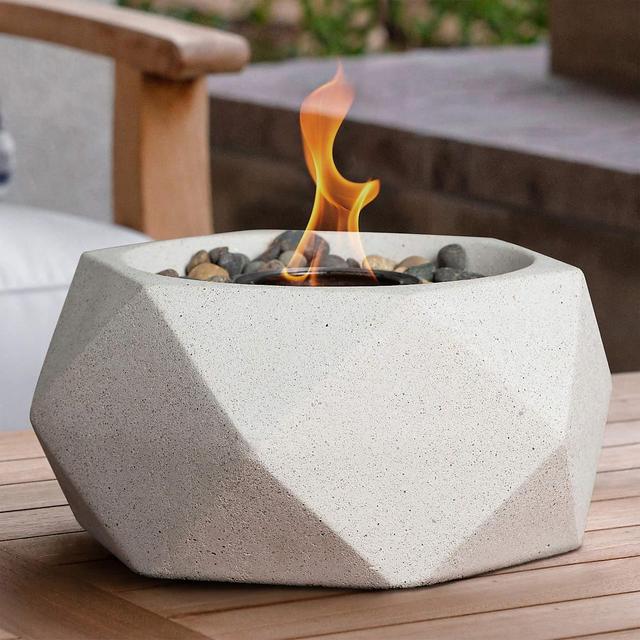 TerraFlame ® Geo Antique White Outdoor Tabletop Fire Bowl