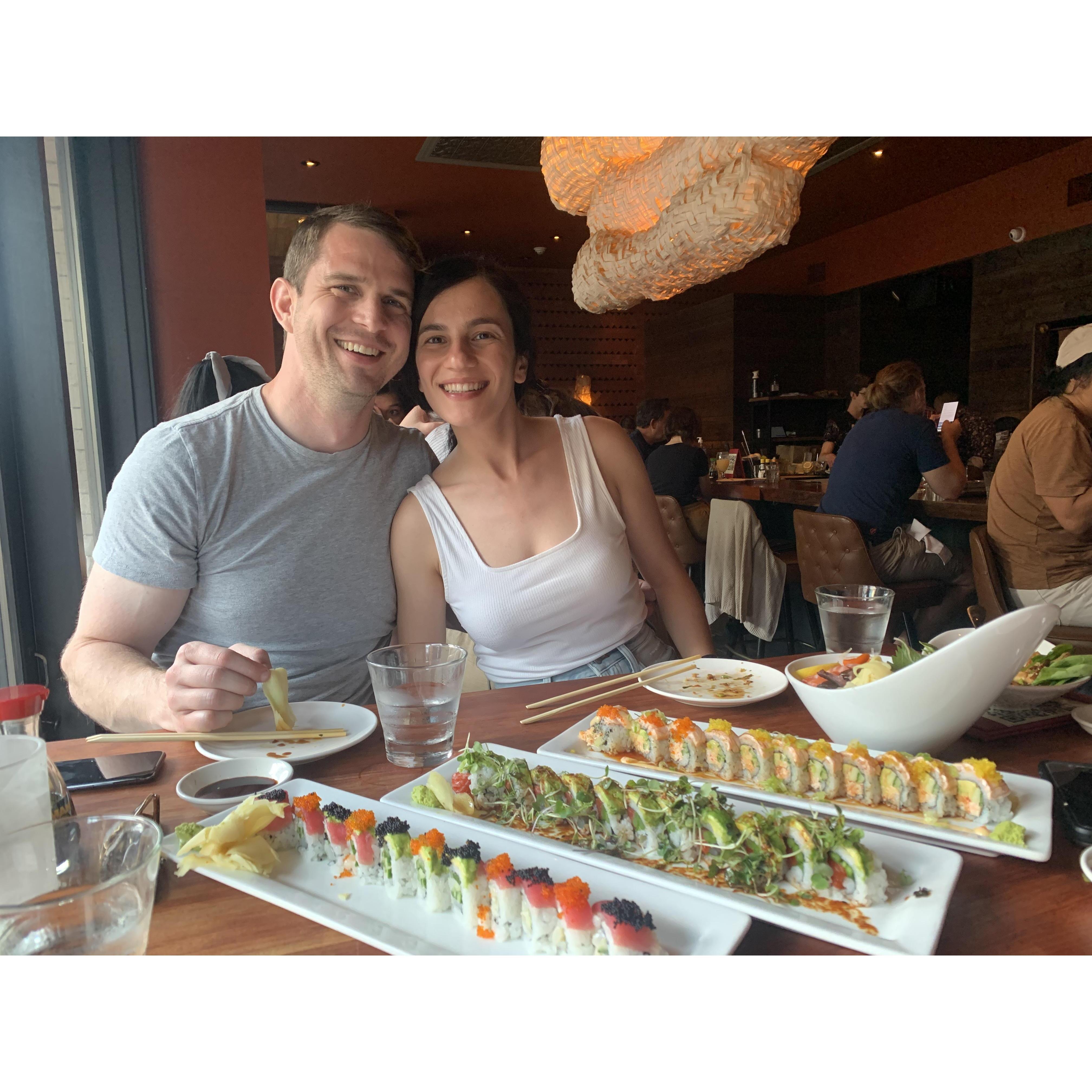 Love of Asian food, mostly from Bahar, and JD's putting up well